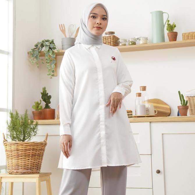 Religion- Wulfi Atasan Kemeja Tunik Day To Day Katun Cotton Madinah White Kantor Muslim Nyaman Panja
