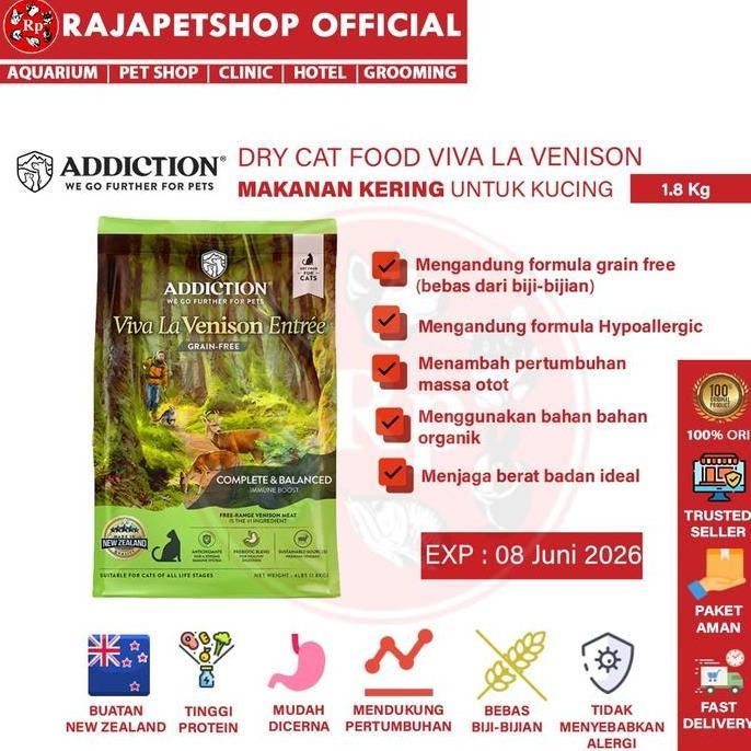 Promo ( PAKAN ) ADDICTION CAT VIVA LA VENISON 1,8 KG MAKANAN KUCING KERING Diskon
