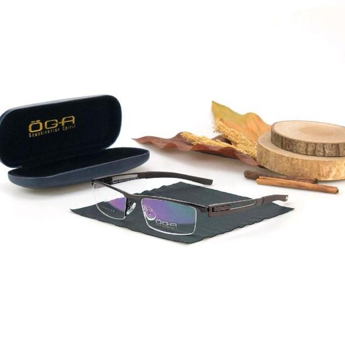 Frame Kacamata Pria Sporty Oga 67081 half frame grade original