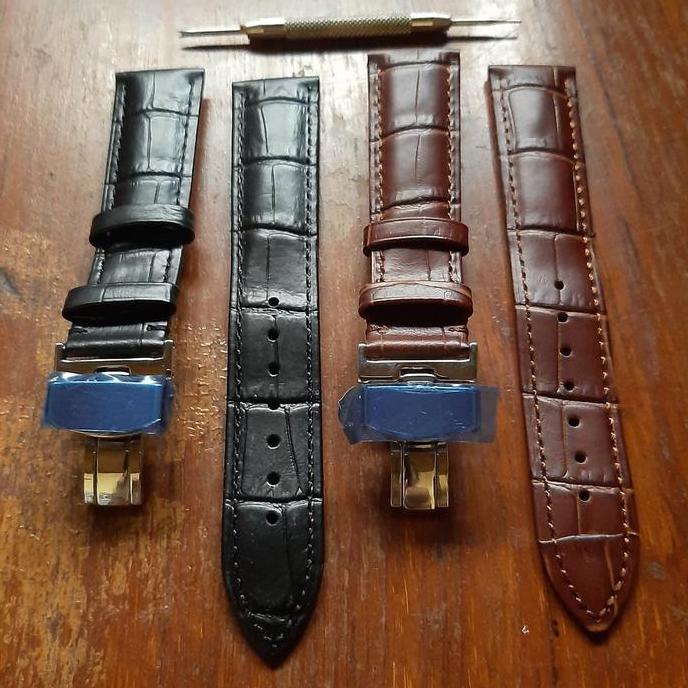 tali jam tangan kulit strap leather butterfly deployment clasp Watch