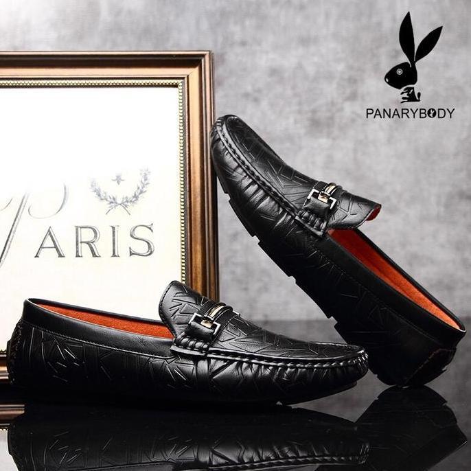 Sepatu Loafers Kasual Pria Hitam Sepatu Casual Pria Antislip JH1909