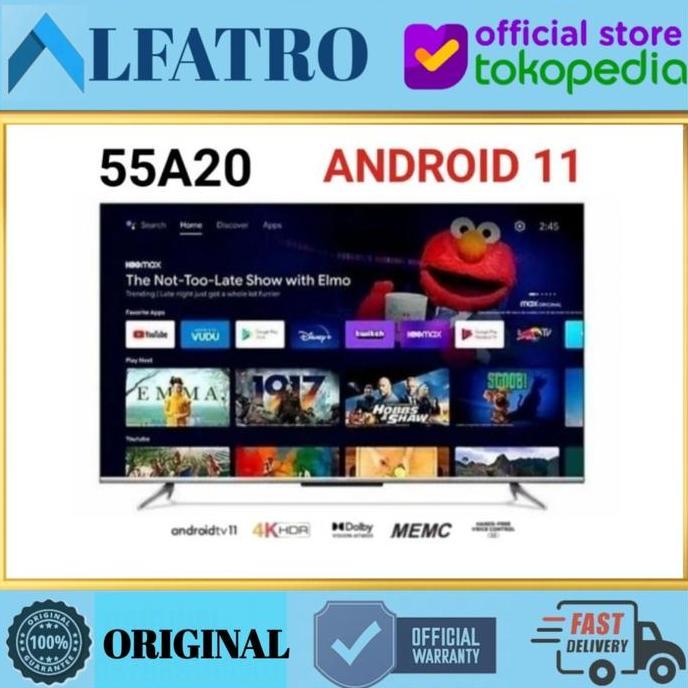 TERLARIS TCL TV 55 INCH 55A20 ANDROID TV 4K UHD BEZELESS DESN