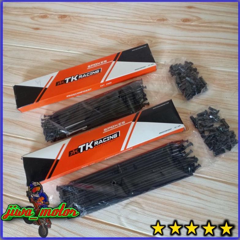 jari jari depan belakang motor klx 150 dtracker ring velg 18 dan 21 warna hitam merek TK racing jari