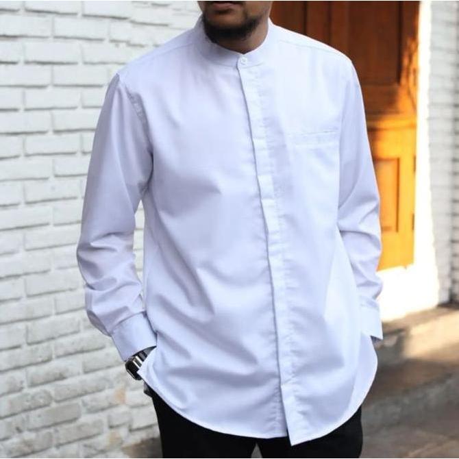 Kemeja Koko Pria Lengan Panjang Polos Tebal Kasual Toyobo Hem Atasan Pria Cowok Baju Lebaran Kondang