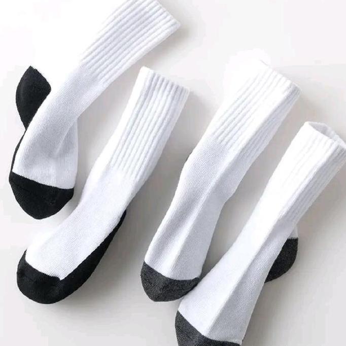 3 pasang kaus kaki anak sekolah paud tk sd hitam putih katun tebal pria wanita fashion