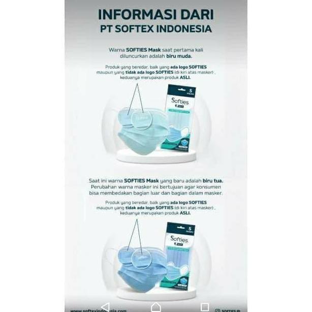 Softies Surgical Mask Earloop 3 ply Masker Medis 50 pcs - 1 Box isi 30 HS
