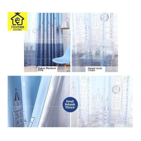 Vitrase Gorden+Smokering Poni+Vitrase Tirai+Gorden Kecil+ Castil +Biru