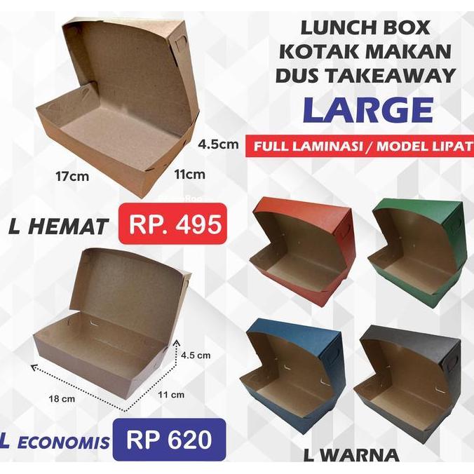 Mepec- Lunch Box Paper - Large / Kotak Makan / Dus Nasi / Kotak Bungkus Nasi / Kotak Takeaway Nasi G