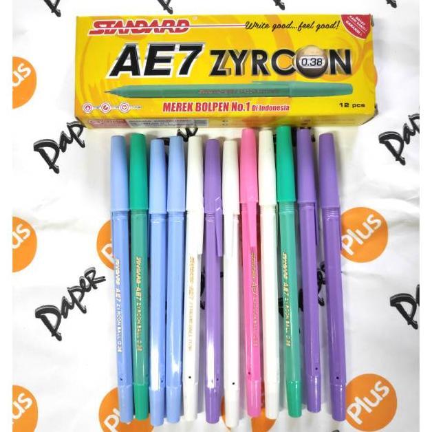 Pulpen / Ballpoint STANDARD AE7 Zyrcon (body warna warni) (13pcs)