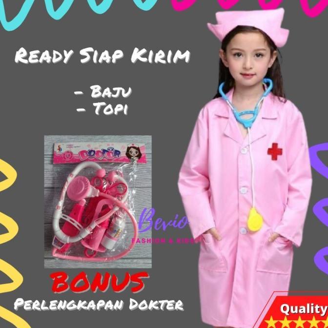 Free Ongkir Kostum Dokter Anak Perempuan Pink Baju Seragam Profesi Perawat Suster Cilik Costume Nurs