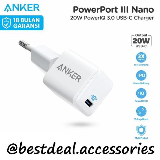 Anker PowerPort III Nano 20W USB-C Adapter Apple iPhone 12 Pro - A2633