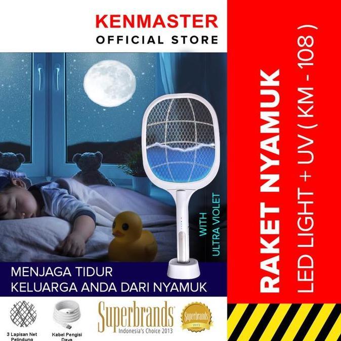 Kenmaster Raket Nyamuk 2 IN KM-108 + Lampu LED + UV