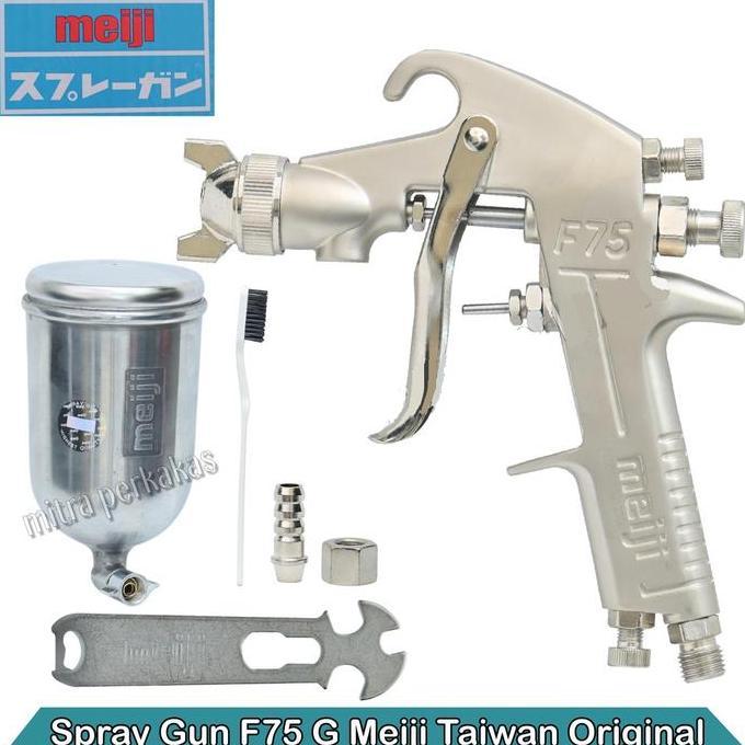 MEIJI JAPAN SPRAY GUN F75 PREMIUM NOZZLE 1.5MM CUP 400CC TABUNG BAWAH / TABUNG ATAS ORIGINAL DAN TER