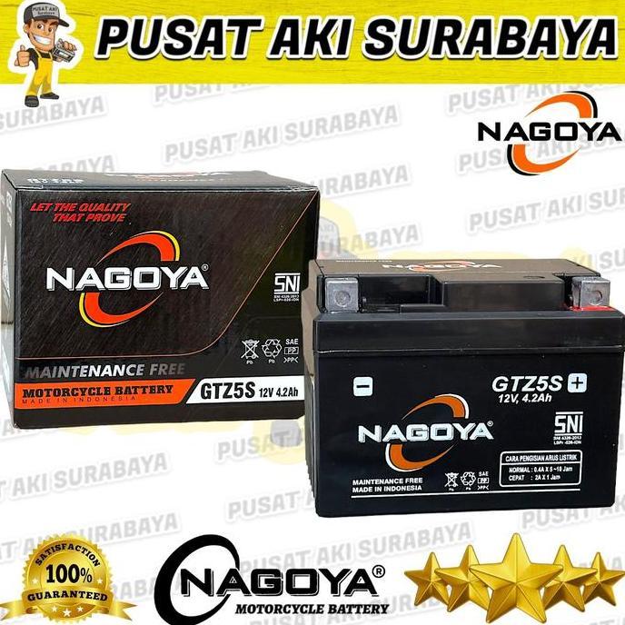 Promo PUSAT AKI SURABAYA SUPER NAGOYA GTZ5S ACCU MF KERING MOTOR MATIC BEAT Diskon