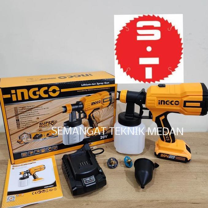 CSGLI20406 SPRAY GUN CORDLESS SEMPROTAN ANGIN CAT 20V 2AH SET INGCO ORIGINAL DAN TERPERCAYA