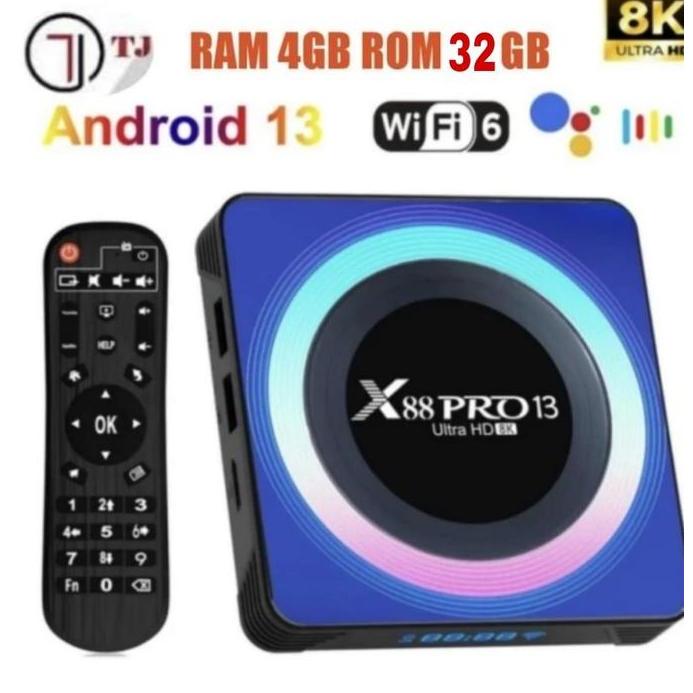 Tjbox Android Tv Box X88 Pro 13 4GB/32GB RK3528 Quad-Core Cortex-A53 smart-v1s Juara