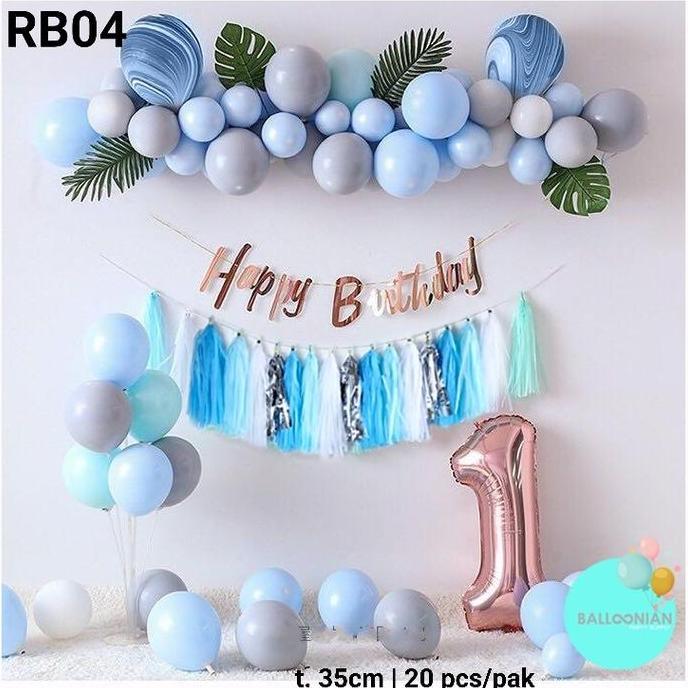 RB04 Dekorasi back drop rumbai kertas foil banner tassel mix 4 warna