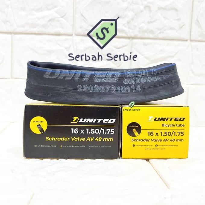 Ready BAN DALAM SEPEDA 16X1.50/1.75 48 MM UNITED 16 X 150 1.50 175 1.75 16X150 16X175 BUTYL 48MM LIP