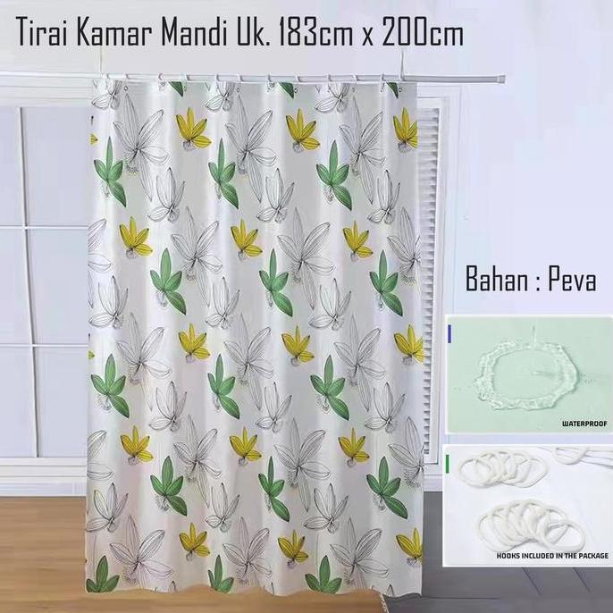DEVONAMARINA - TIRAI KAMAR MANDI 183CM X 200CM SHOWER CURTAIN GORDEN KAMAR MANDI PLASTIK