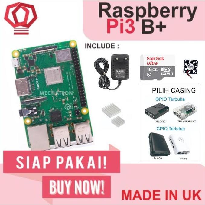 Raspberry Pi3 Pi 3 Model b+ 3b+ Plus Paket Lengkap Komplit Siap Pakai