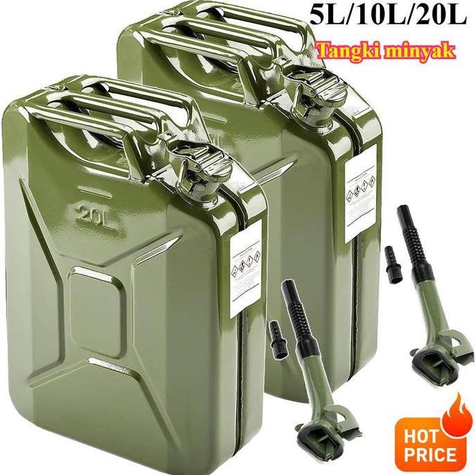 20L/10L/5L Tangki Minyak Jerigen Bensin  Tangki Bahan Bakar Tangki Bensin Logam Hijautangki Kontaine