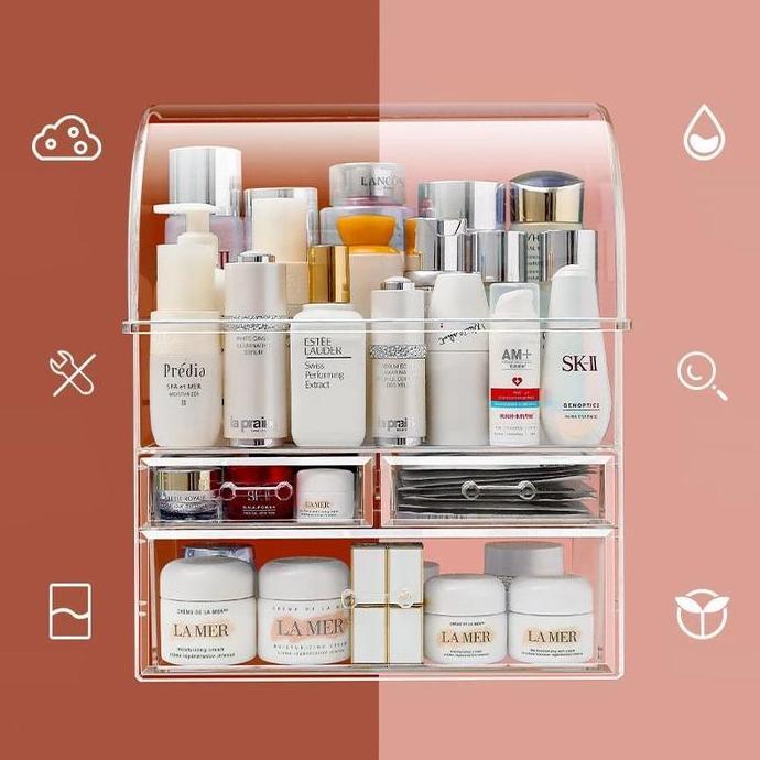 Rak Kosmetik Acrylic Kotak Penyimpanan Makeup Skincare Organizer KS