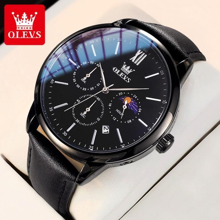 OLEVS Jam Tangan Pria Anti Air Original Mewah Keren Fashion Kulit Watch Men Cod