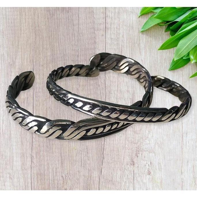 Youboy- Gelang Pria Monel Gelang Papua Model Anyam Putih Gelang  Rantai Besar Baru