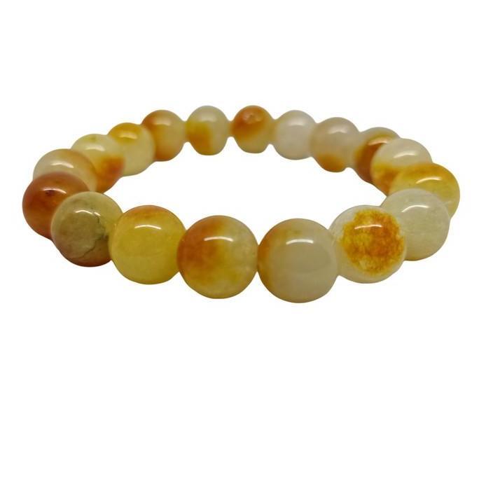 Youboy- Gelang Batu Giok Asli China Coklat Gading 10Mm - Vee Pria Wanita