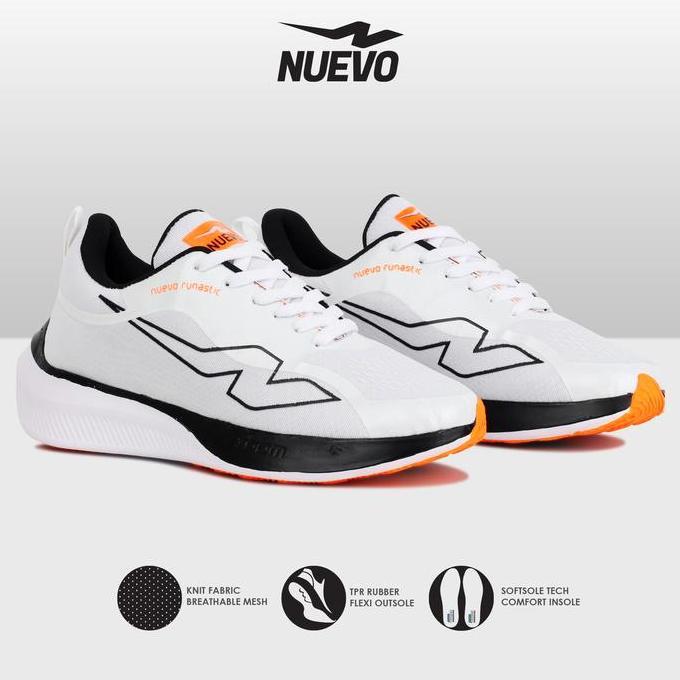 Nuevo - Sepatu Lari Pria Wanita Runastic Putih Hitam Sepatu Running Ringan