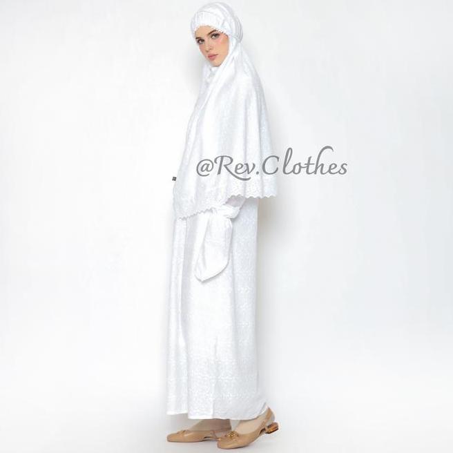 Gamis Ihram Wanita Lengkap Baju Haji Umroh Wanita Full Bordir Muslim Putih
