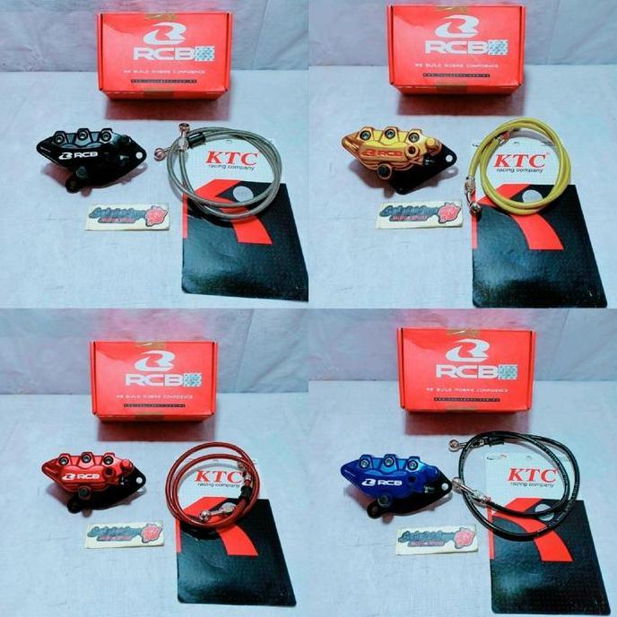 KALIPER DEPAN RCB 2 PISTON + SELANG REM DEPAN KTC 92CM BEAT KARBU BEAT FI SCOOPY KARBU SCOOPY FI VAR