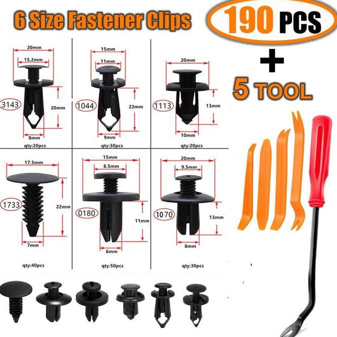 190Pcs Baut Rivet Mobil Universal Clip Kancing 190Pcs Baud Riveter Klip Kancing Toyota - Hyundai Dai
