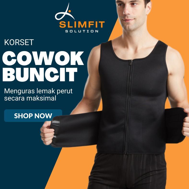 Korset Pelangsing Pengecil Perut Buncit Badan PRIA VELCRO Pembakar Susut Lemak Corset Koeset Korslet