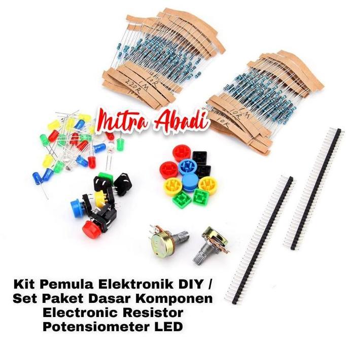 TERLARIS KIT PEMULA ELEKTRONIK DIY / SET PAKET DASAR KOMPONEN ELECTRONIC RESISTOR POTENSIOMETER LED