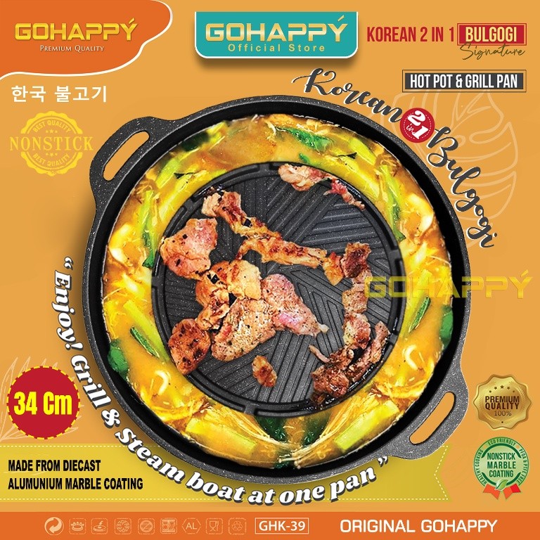 Panggangan Panci Bulgogi 2 In 1 Grill Pan Shabu Shabu Steamboat - Alat Panggang Griller Pemanggang G