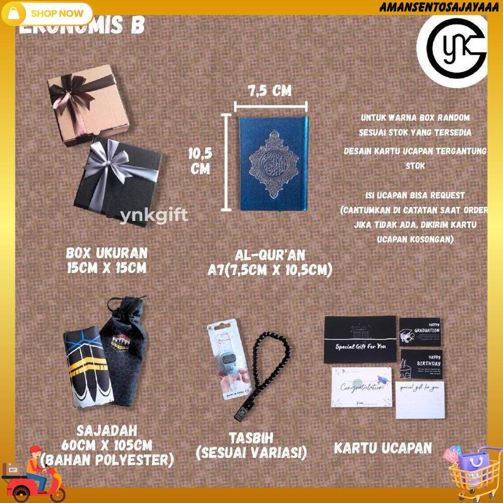 Ynk Gift Hampers Sajadah + Alquran Traveling | Kado Wisuda, Ulang Tahun Cewek & Cowok, Hadiah Islami