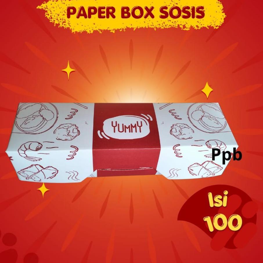 Paper Box-Box-Sosis-Box Makanan-Motif Merah