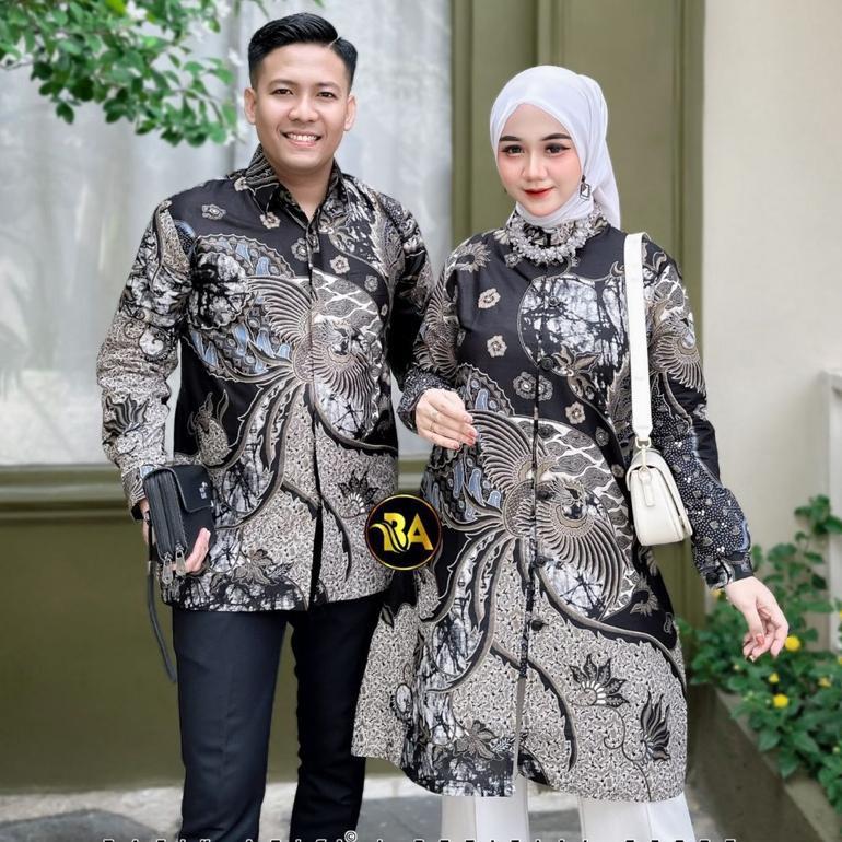 Unik Batik Tunik Couple Modern Set Pakaian Couple Kemeja Batik Pria Baju Batik Couple Batik Pasangan
