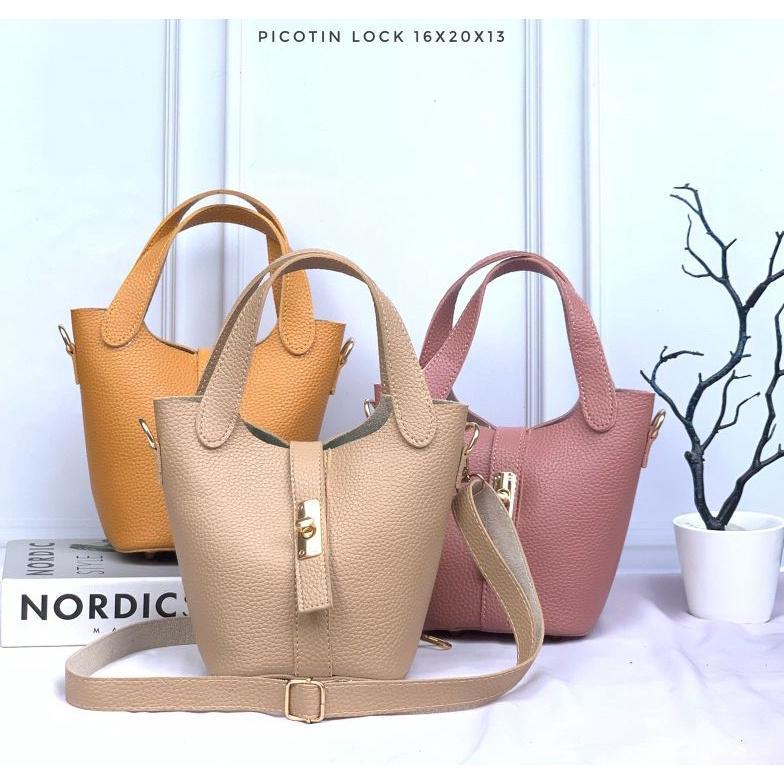 NEW PICOTIN LOCK TAS KOREA WANITA/TAS WANITA BUCKET PICOTIN/ HANDBAG FACKTORY BAGGUETTE KULIT/ PICO 