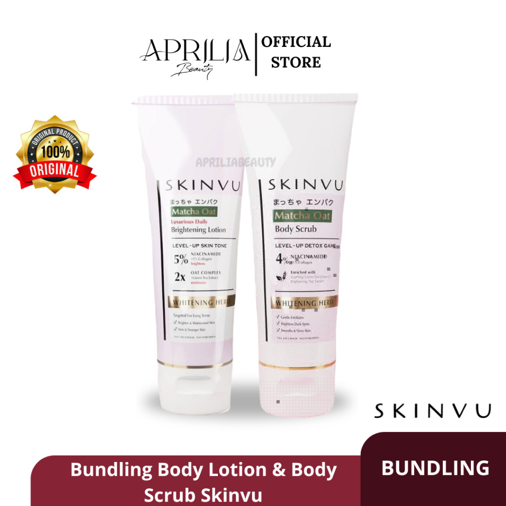 Skinvu -  Bundling Skinvu Whitening Body Lotion Dan Body Scrub | Body Care | Paket Pencerah Badan