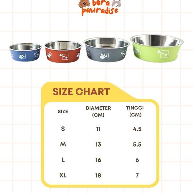 Tempat Makan Anjing Stainless / Tempat Makan Kucing Stainless / Pet Bowl / Mangkok Makan Anjing / Ma