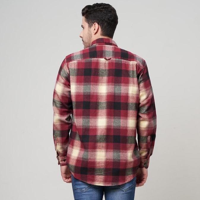 Kemeja Flanel Wool PETER NATION Basic Kerah High Panjang Regular Fit Pria - Motif, Formal