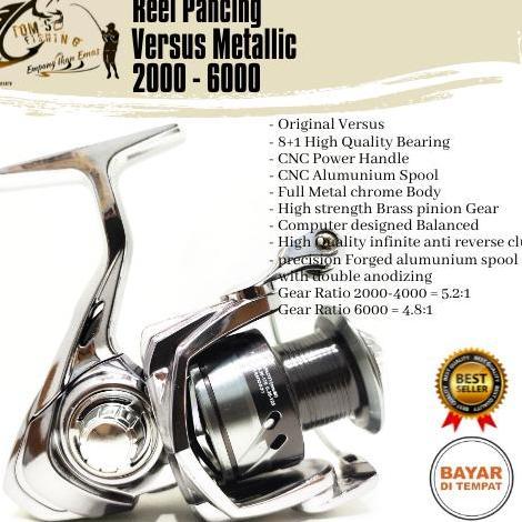 Reel Pancing Versus Metallic 2000-6000 (8+1Bearing) Power Handle, Body Metal Murah - Toms Fishing