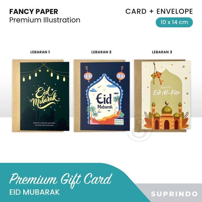 Kartu Ucapan Lipat Lebaran Eid Mubarak + Amplop