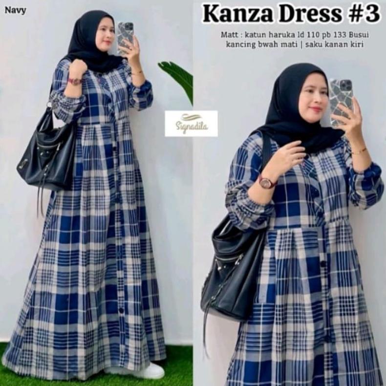 HOT PRODUCT GAMIS MOTIP KOTAK KANZA DRESS #3 MOTIP KOTAK