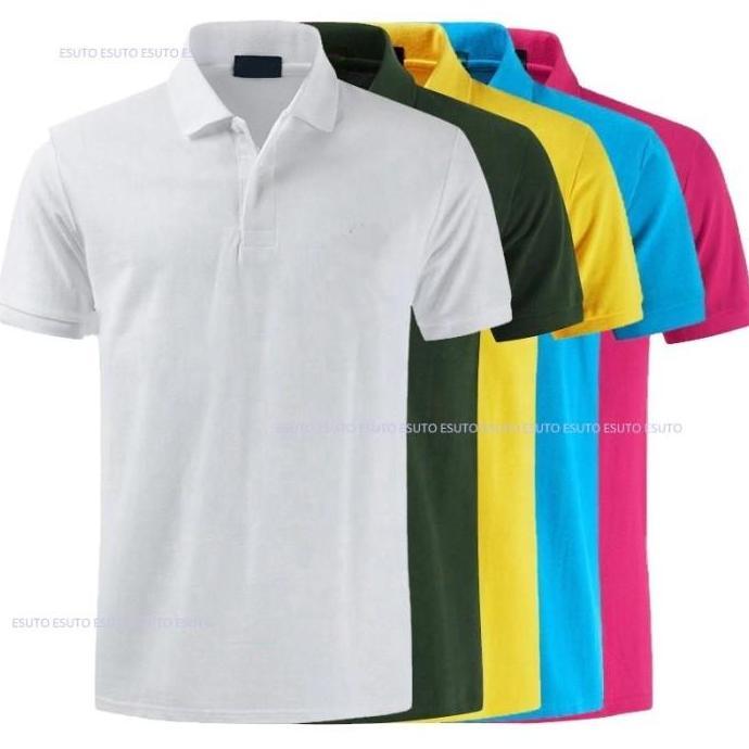 DY9 - KAOS POLO SHIRT KERAH PRIA FULL POLOS WARNA KUNING MERAH HITAM PUTIH BIRU Bahan Lakoste Pique 