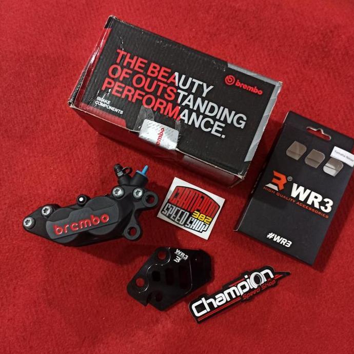 Paket Bracket Kaliper Depan Brembo WR3 Black 4 Piston P4 New NMAX 2020