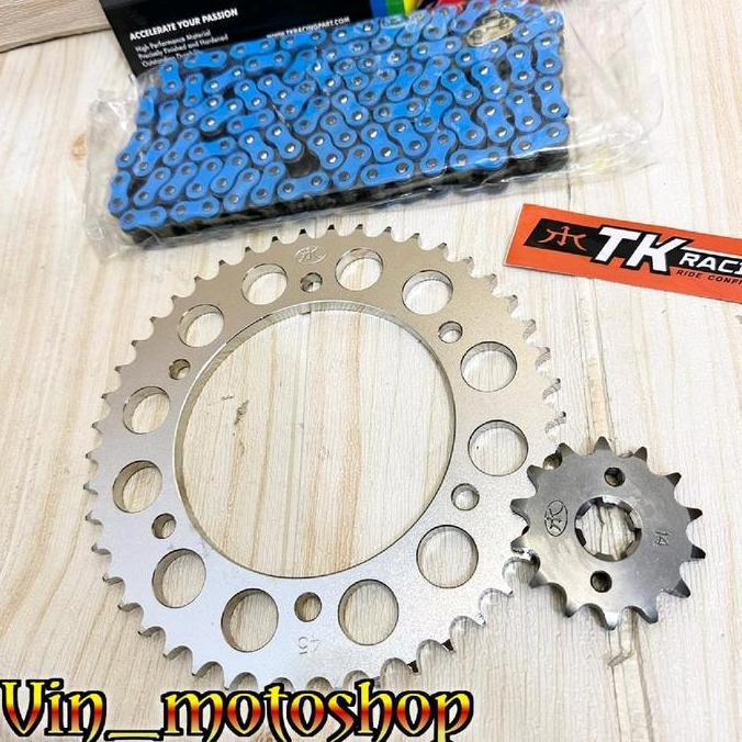 gir gear set 428 R15 v3 Vixion R VVA XSR155 TK racing / sss rantai TK racing 428HC Biru gir set r15 