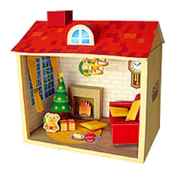 (Mainan Kertas) DIY Papercraft Pola Diorama Rumah Suasana Natal